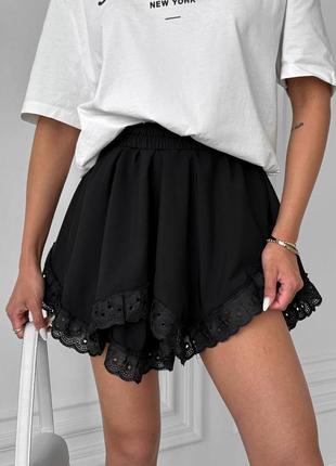 Спідниця з мереживом чорна молочна юбка с кружевом черная молочная