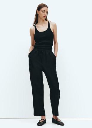 H&m брюки віскоза штани літні легкі вільного кроя прямі на резинці1 фото