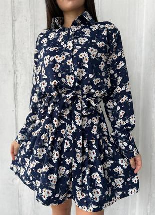 Жіноча сукня міні в квітковий принт/ 42-44,46-48,50-52 / мод 1625 фото