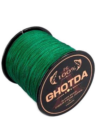 Шнур рыболовный плетеный, 1000м 4жилы 0.16мм 8.1кг ghotda, зеленый1 фото