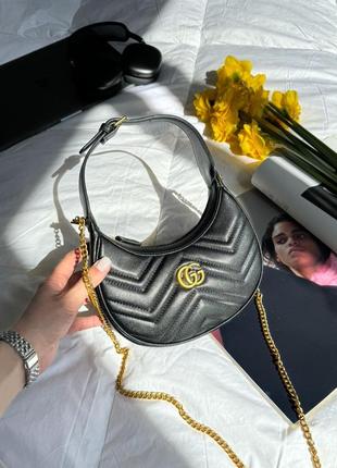 Gucci half moon marmont leather shoulder bag5 фото