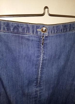 Літня,джинсова-стрейч,міді спідниця-трапеція з кишенями,мега батал,m.collection6 фото