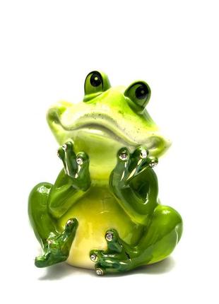 Скарбничка жаба зелена керамічна