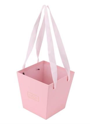 Коробка для квітів  "з любов'ю", рожева1 фото