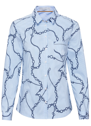Сорочка в смужку блакитного кольору в принт з ланцюгами chain print