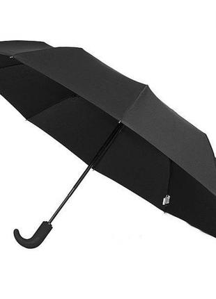 Мужской зонт zest 10 спиц ручка-крюк полуавтомат 43620 черный2 фото