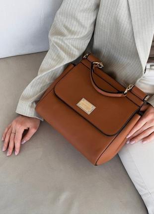 Элегантная женская сумка с ручкой гладкая экран кожа люкс dolce & gabbana3 фото