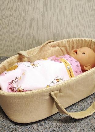 Люлька-переноска для пупса колиска ліжечко з ліжечком для baby...1 фото