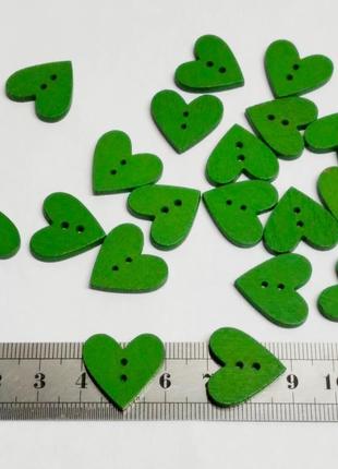 Дерев'яна ґудзик 20 мм сердечко зелене