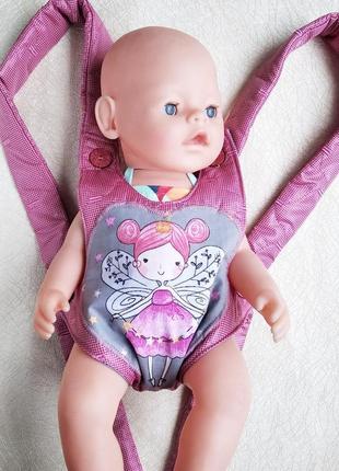 Слінг-переноска для ляльки кенгуру для baby born рожева, з при...4 фото