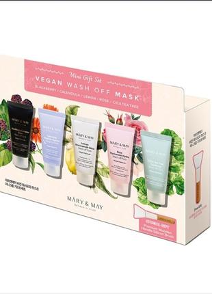 Набір масок для обличчя, що змиваються mary&may mini gift set vegan wash off mask 5*30 g