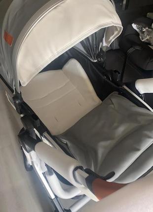 Коляска детская универсальная 3 в 1 коричневая из эко кожа детская коляска автокресло