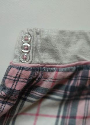 Пижамные домашние шорты шорти клетчастые серые розовые в клетку хлопковые3 фото