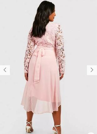 Набор из 2 розовых платьев миди макси m-2xl bohoo, poland new fashion4 фото