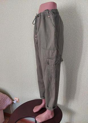 Женские брюки карго цвета хаки3 фото