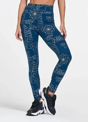 Легінси nike icon clash blue metallic gold print