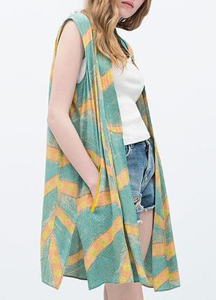 100% вискоза фирменный натуральный жилет миди с карманами