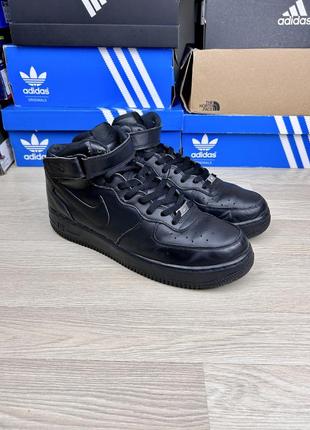 Кросівки високі nike air force 1 07 mid чорні шкіряні чоловічі 46