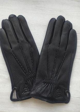 Кожаные мужские перчатки из оленьей кожи, подкладка шерстяная вязка2 фото