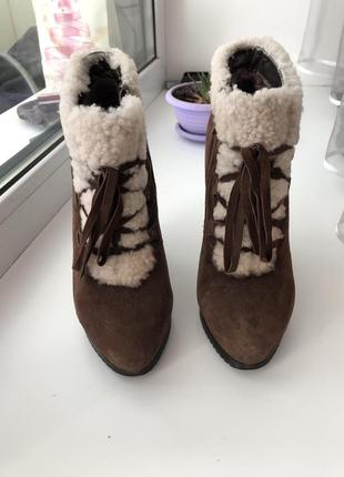 Зимние ботинки натуральная замша мех овчина