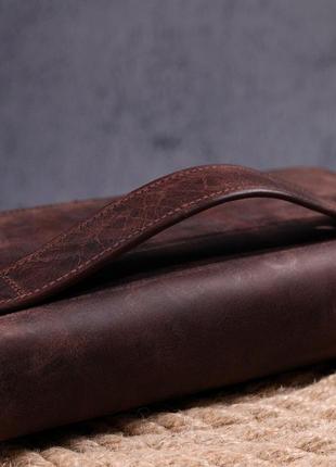 Чудовий чоловічий клатч із вінтажної натуральної шкіри karya 21313 коричневий8 фото