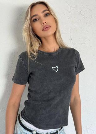 100% cotton 🇹🇷 футболка варьонка жіноча з принтом серце / xs-s, s-m, m-l / мод 242841 фото