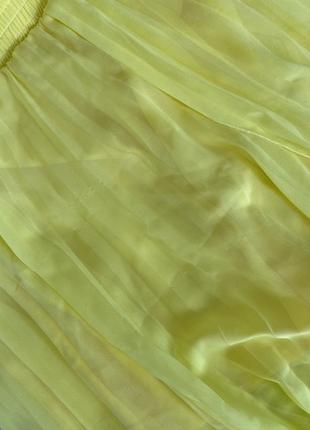 Желтая юбка шорты плиссе zara с разрезами4 фото