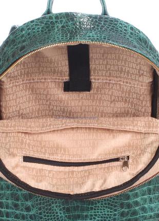 Рюкзак женский кожаный poolparty mini зеленый с тиснением под крокодила4 фото
