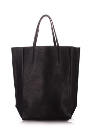 Женская кожаная сумка poolparty bigsoho черная1 фото
