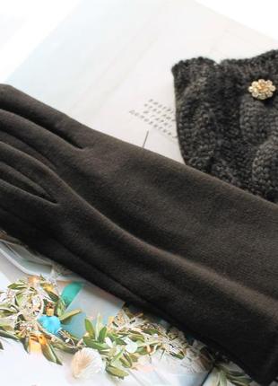 Жіночі кашемірові рукавички з в'язкою чорні2 фото