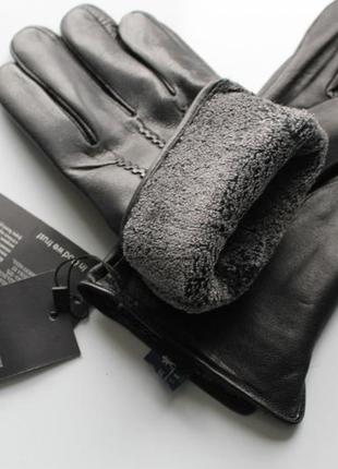 Мужские кожаные перчатки, подкладка махра4 фото