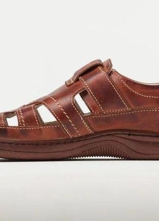 Мужские кожаные летние туфли comfort leather  brown5 фото