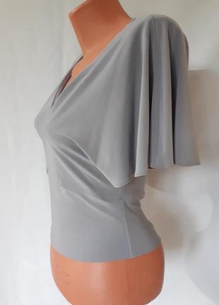 Креповый серый топ* блуза с рукавами летучей миши miss selfridge (размер 36)5 фото