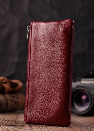 Вместительная ключница из натуральной кожи st leather 22508 бордовый7 фото