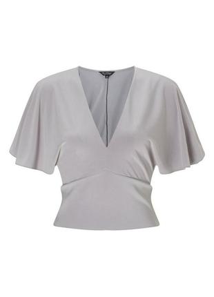 Креповый сірий топ* блуза з рукавами летючої миші miss selfridge (розмір 36)1 фото