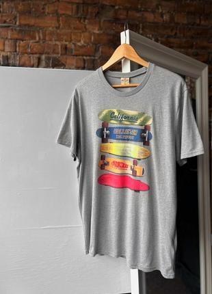Hollister california men’s grey short sleeve t-shirt big print футболка