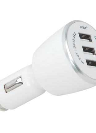 Автомобільна usb зарядка від прикурювача 12 vst-707, 3 usb