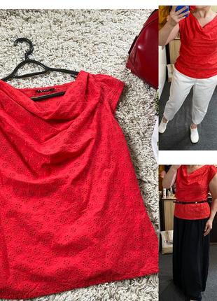 Базовая красная хлопковая блуза с прошвой ,valencia rebeldes,p.40-44