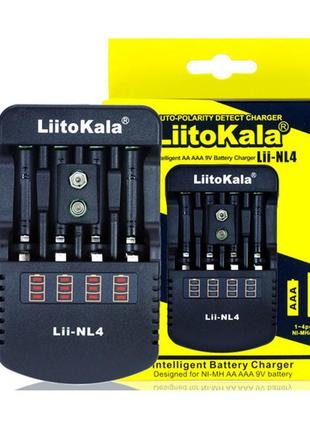 Зарядний пристрій liitokala lii-nl4, 4x-aa, aaa, 9v battery li...