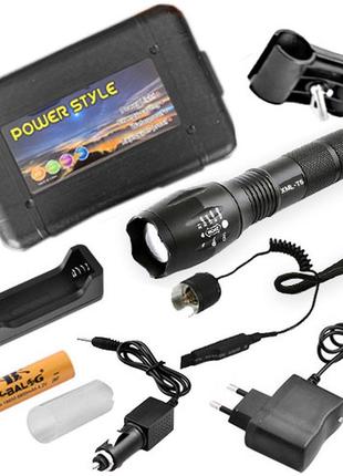 Ліхтар police q1831-t6, під рушницю, виноскак.кнопка, 1x18650/...