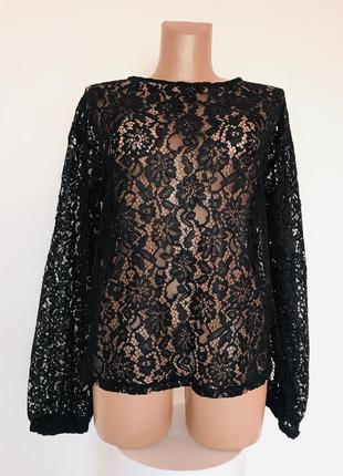 Модна стильна брендовий ажурна блуза з об'ємними рукавами🖤