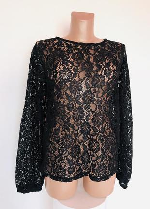 Модная стильная брендовая ажурная блуза с объёмными рукавами🖤3 фото
