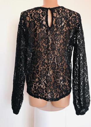Модная стильная брендовая ажурная блуза с объёмными рукавами🖤6 фото