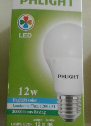 Світлодіодна лампочка led 6500 k 12 w phlight