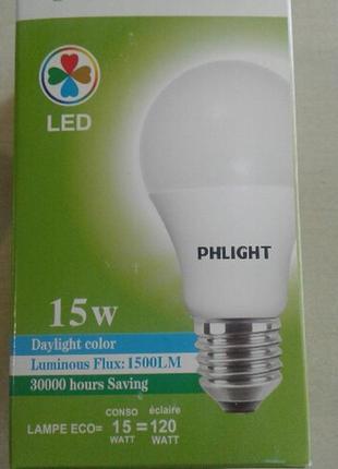 Світлодіодна лампочка led 6500 k 15 w phlight