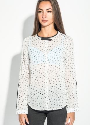 Блузка жіноча модний принт біло-чорний/птах2 фото