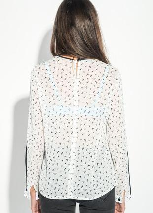 Блузка жіноча модний принт біло-чорний/птах3 фото