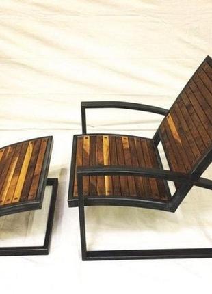 Крісло-шезлонг goodsmetall з металу та дерева в стилі loft кр1