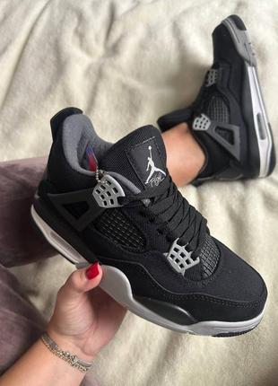 Мужские кроссовки nike air jordan 4 retro se black canvas premium