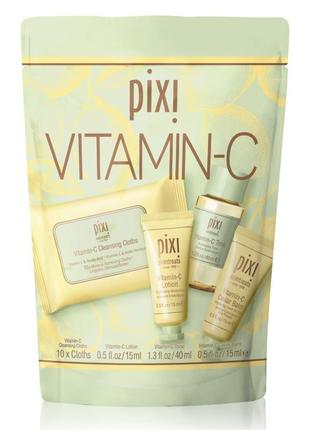 Дорожній набір косметики pixi з вітаміном с, пробіотиками pixi vitamin-c beauty in a bag travel set, тонік pixi1 фото